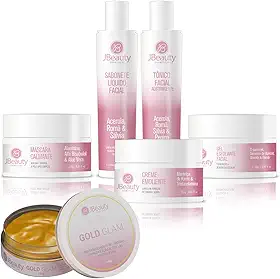Kit Limpeza de Pele Profissional Jbeauty 5 Itens + Máscara Facial Ouro Gold Glam JBeauty 150g
