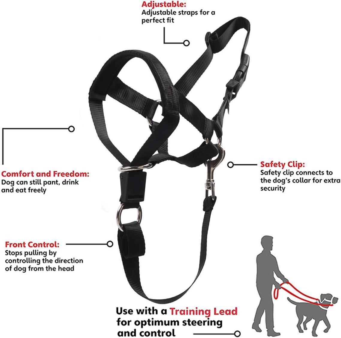 Dog Head Collar, No Pull Training Tool for Dogs on Walks, Soft Padded Head Halter to Stops Dog Pulling on Leash