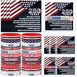 Daifunli 50 Sets Independence Day Gifts Bulk 250th Anniversary Wristband Bracelets American Flag Patriotic Silicone Bracelets 250 Years Cards 4th of July Gifts for USA Veterans Collectors Souvenirs