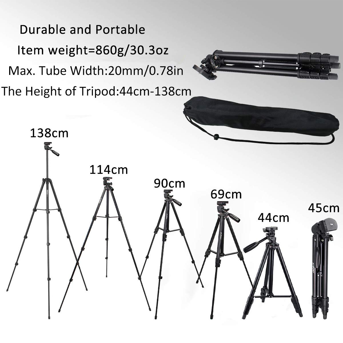 Svbony SV101 Treppiede Fotografico 55in Leggero E Portatile Con Borsa – Per Foto, Birdwatching E Viaggi