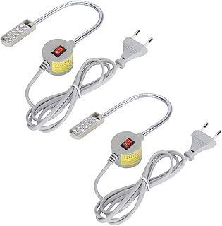 Pssopp 2-teilige Nähmaschinenleuchten LED-Nähmaschine Schwanenhalslampe 30-LED-Lichtlampe mit magnetischem Basisschalter für Näharbeiten(EU)