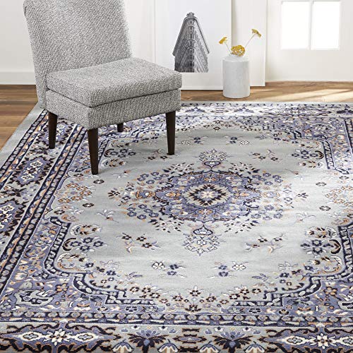 Home Dynamix Premium Sakarya Traditional Medallion Border Area Rug, Silver, 9'2"x12'5" Rectangle by Home Dynamix - Used condition - US$78.12