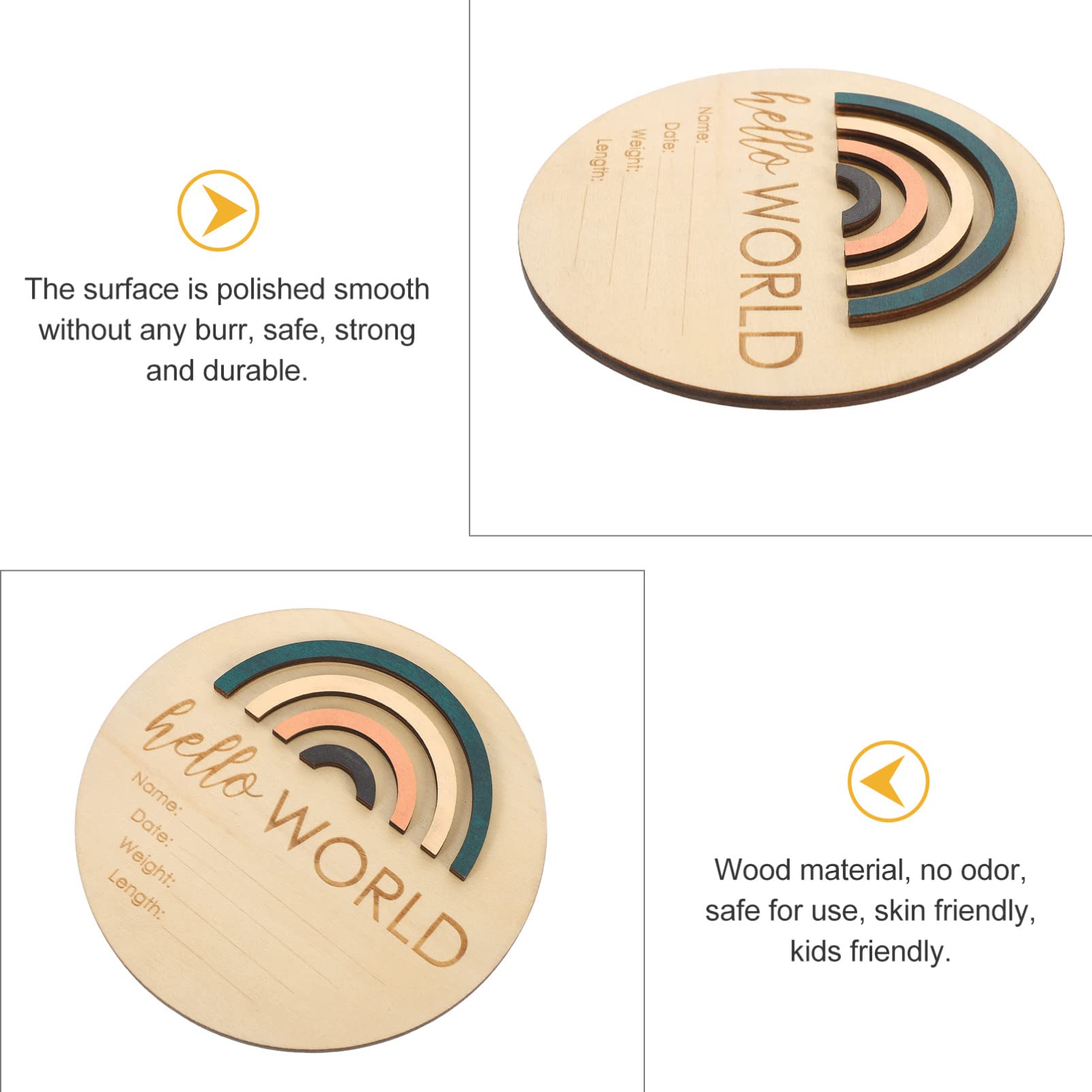 Beatifufu Wooden Baby Milestone Board Name Sign Newborn Photo Prop Infant Growth Record Baby Announcement