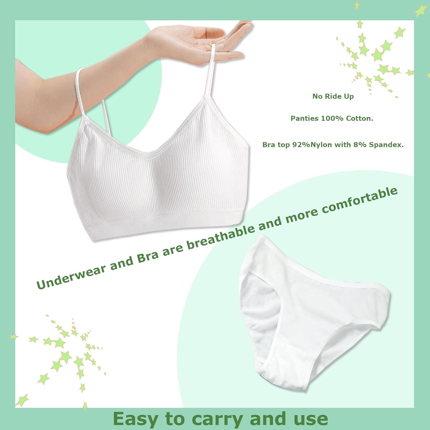 Women’s Disposable Panties and Bras for Business Trip Travel Hotel Spa Hospital Stays Tanning Spa Salon Services Panties and bras White(4pcs/pk)