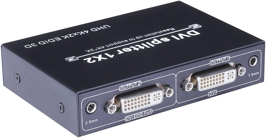 DVI Splitter 1 Input 2 Outputs dual DVI-D splitter Support Full HD 1080p 4K*2K UHD EDID 3D display port 2xdvi-i splitter dongle for TV HDTV