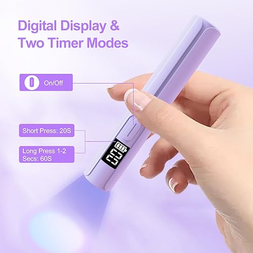 Miniatura 4 de Mini lámpara UV para uñas de gel, luz UV de mano Asimebesty para uñas, lámpara LED portátil para uñas, lámpara de uñas LED recargable inalámbrica U