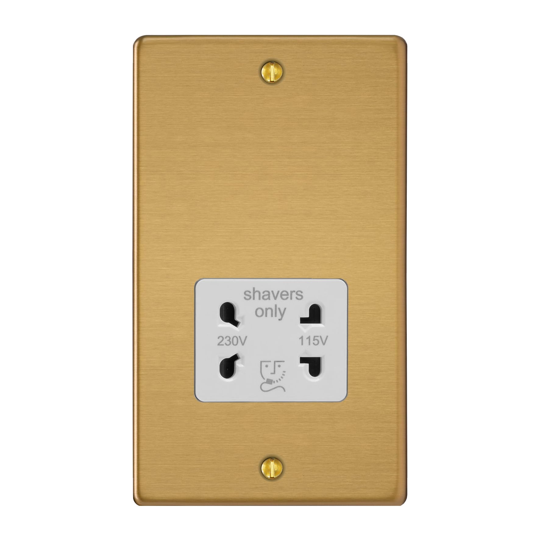 Varilight Dual Voltage Shaver Socket 230V/115V Brushed Brass
