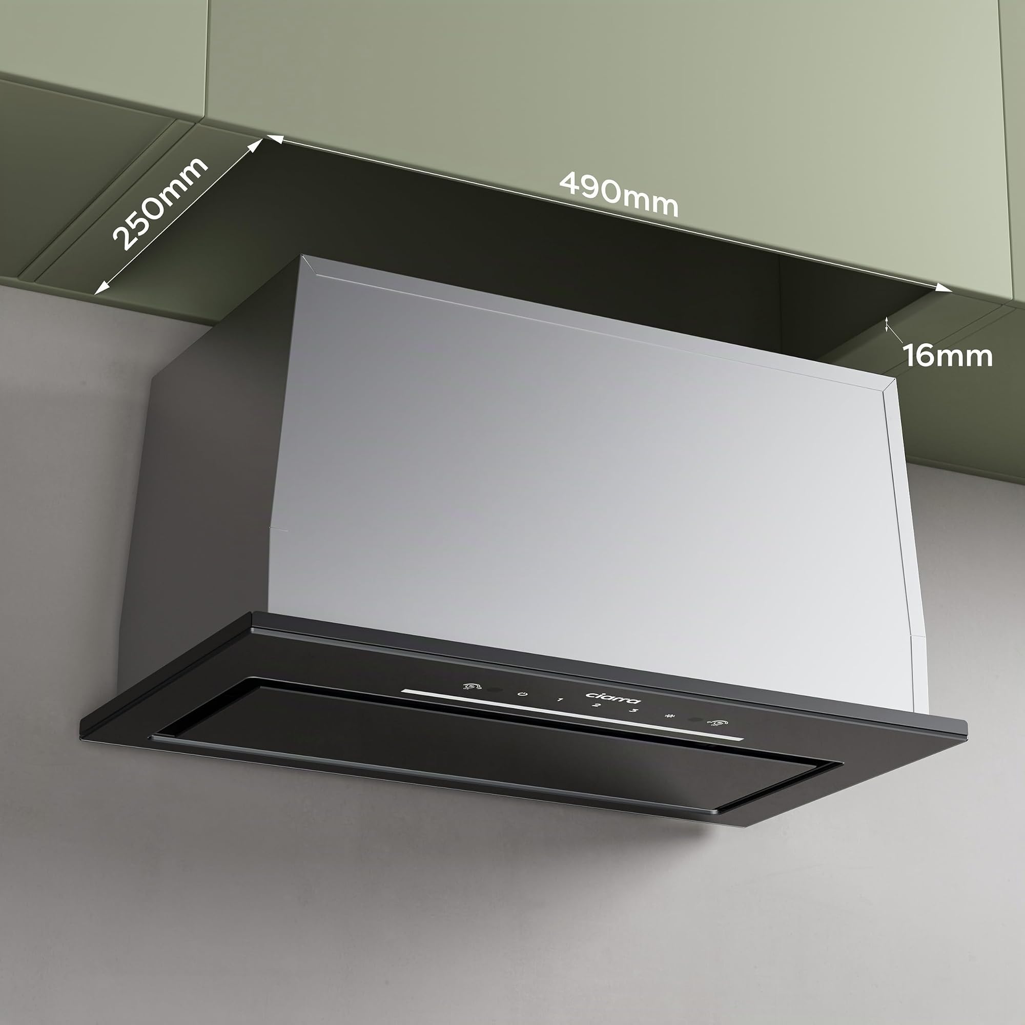 CIARRA CBCB5931A Campana Extractora Integrada de 52 cm Control de Onda 59dB | 466m³/h Ventilador Extractor de Cocina Integrado, Luz LED, Filtro de Carbono CBCF055 incluido