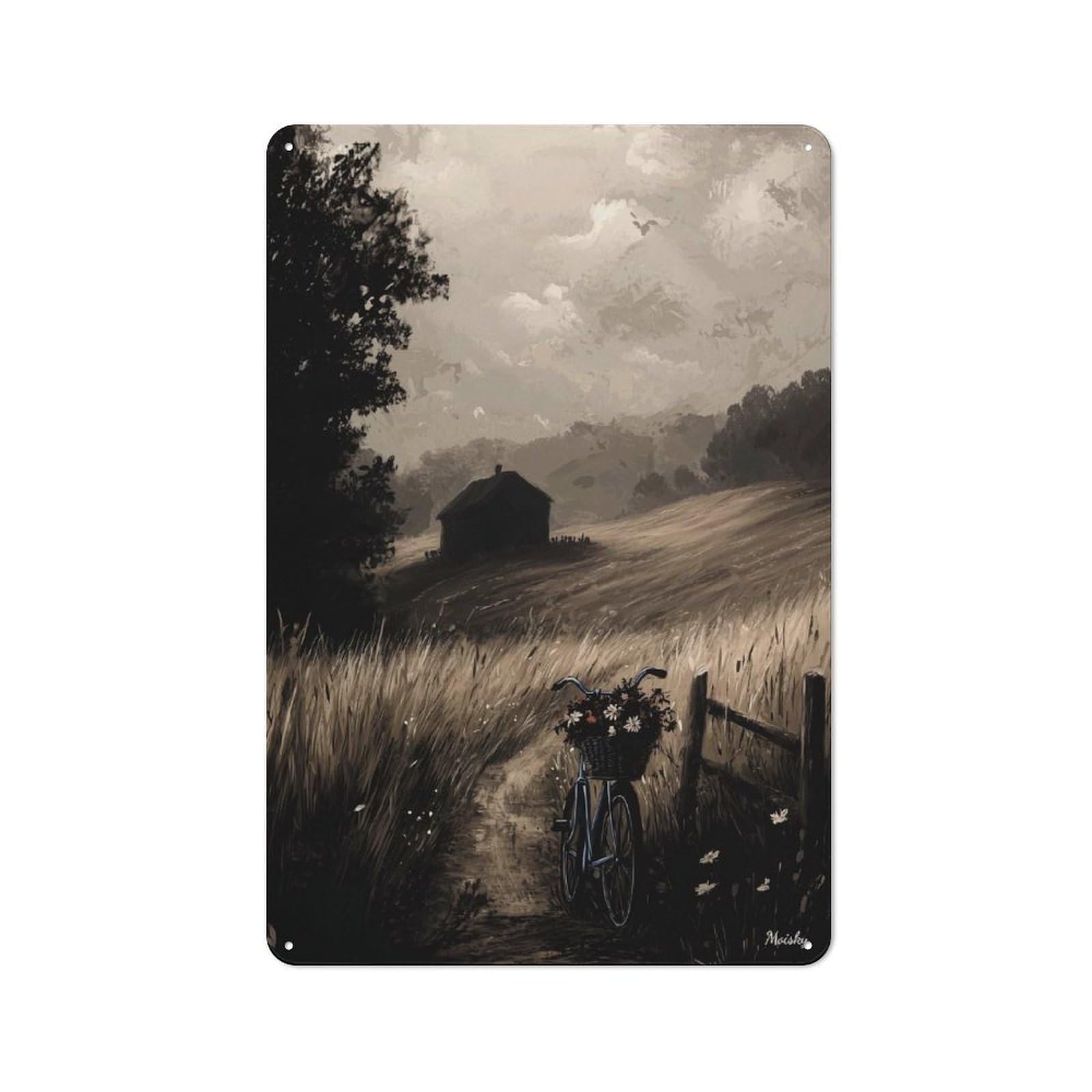 Junmoney Vintage Countryside Escape – Serene Rural Lan Vintage Dscape Vintage Tin Sign 30X20cm, Cafe Wall Decor For Bakery, Diner, Cafe Or Family Room