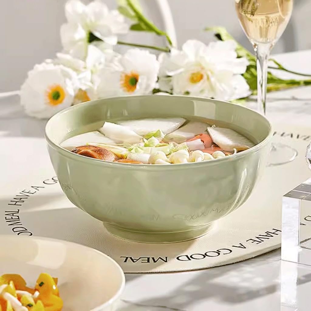 Tazón de Cereales Tazones de Sopa Hondos Tazón de sopa de cerámica grande estilo crema Tazón de pasta de 7 pulgadas Tazón de fideos instantáneos Tazón de sopa Apto for microondas y lavavajillas Tazón
