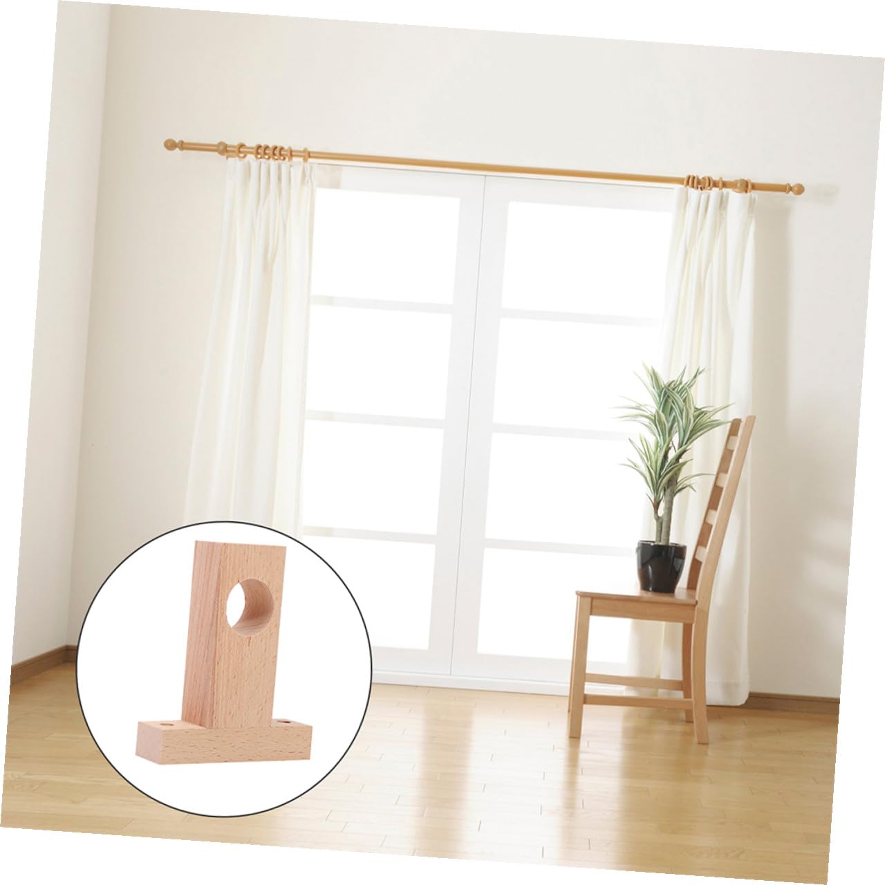 2 Set Supporti in Legno per Bastoni Tende Staffe Robuste per Bastoni Tende Interni per Soggiorno Camera E Cucina Sostegno Sicuro E Durevole 4 Pezzi*2