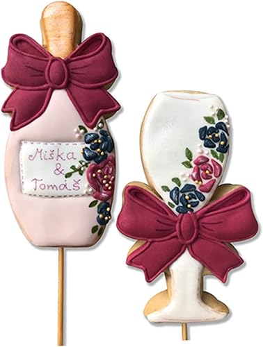 Miniatura 2 de LILIAO Cortador de galletas de copa de champán con cinta para boda/compromiso, 2.4 x 4.5 pulgadas, acero inoxidable