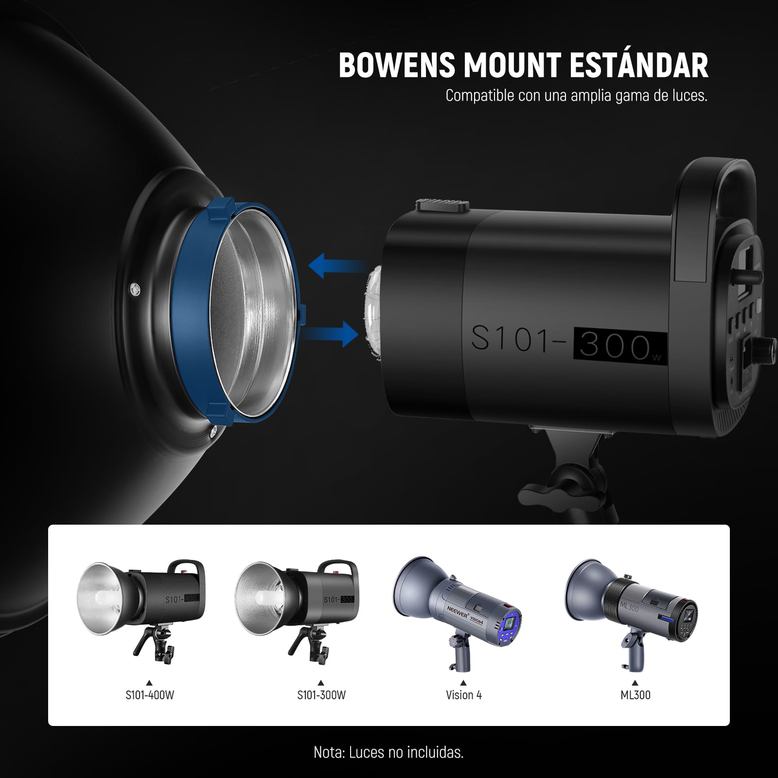 NEEWER 30cm Kit Metal Beauty Dish Bowens Mount Reflector con Calcetín Difusor, Rejilla de Panal para Luz de Video Flash Estroboscópica Compatible con Godox AD600 NEEWER CB60 Q4 Vision 4 S101, LD30 | Blanco difusor,Honeycomb Grid,para flash de estudio luz