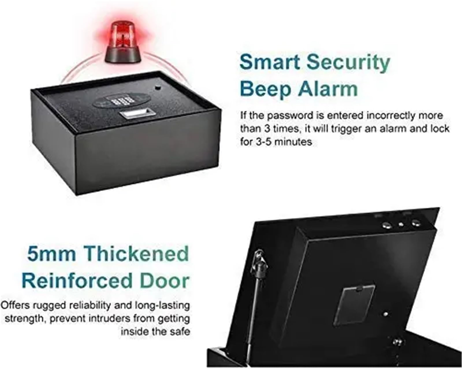 Caja De Seguridad Electrónica De Seguridad para Suelo/Cajón, Caja Fuerte Digital De Acero con Cerradura para Gabinete