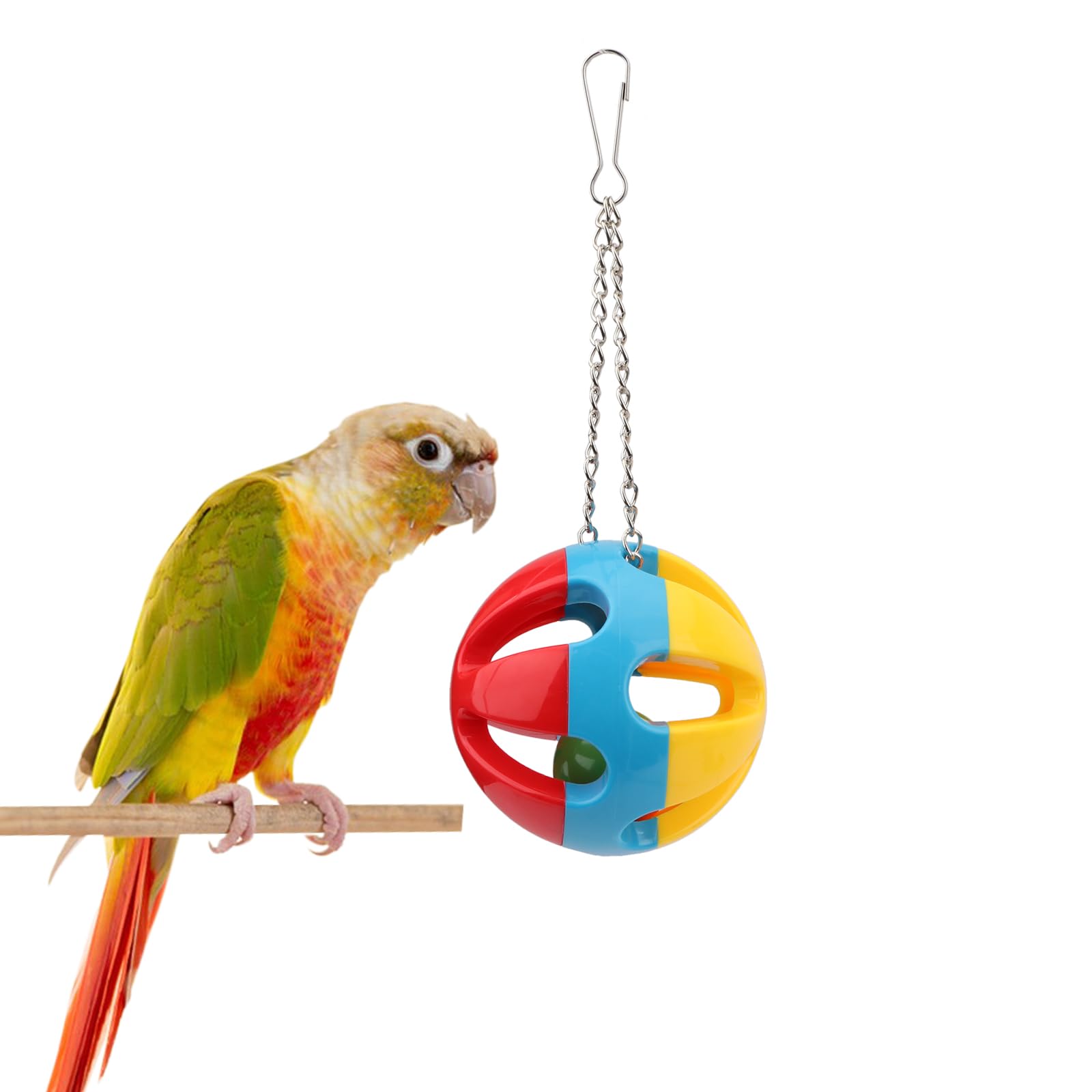Hypeety Parrot Colorful Ball Toys with Bell Cage Hanging Chewing String for Parakeet Conure Cockatiel Small Medium Birds (B)