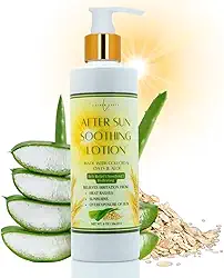 LatherGreen Loção Corporal Natural Pós-Sol com Aloe Vera e Aveia – Alívio para Queimaduras Solares e Hidratação Profunda, 8 onças