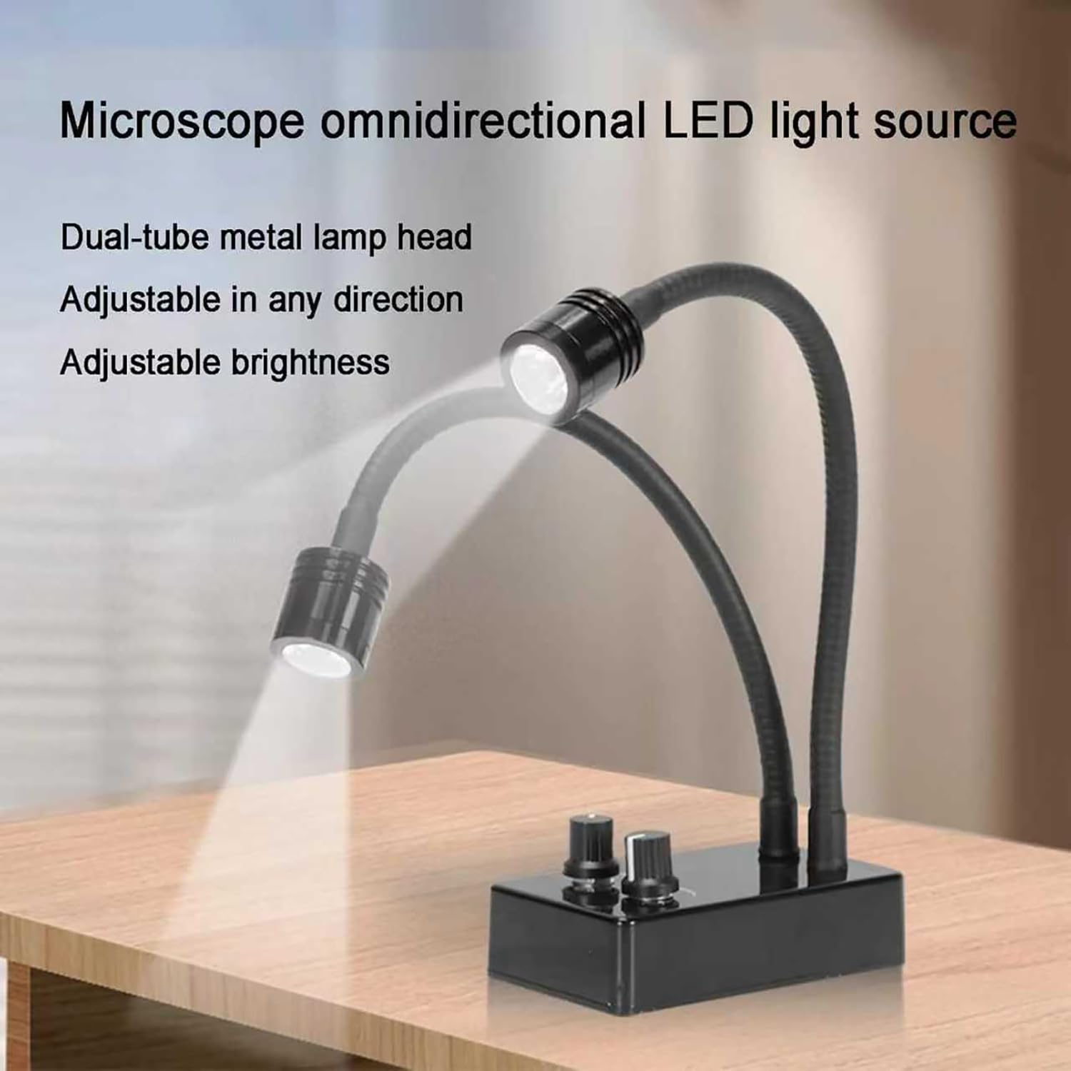 Lampe D'éclairage pour Microscope De Laboratoire, Double Spot LED À Col De Cygne, Luminosité Réglable en Continu Et Angle Réglable À 360°, Température De Couleur 6500k, pour Microscope Stéréoscopique