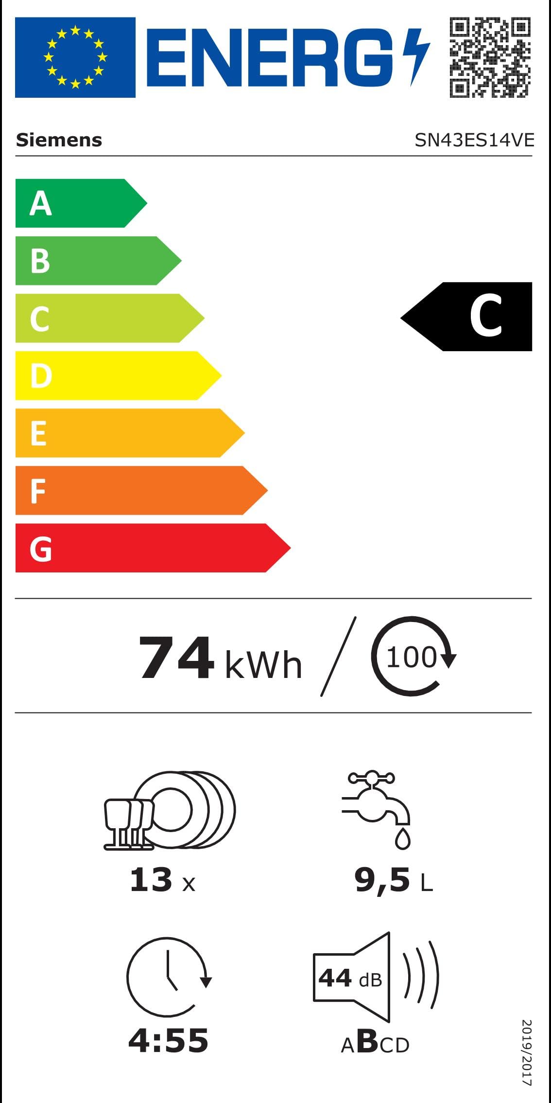 Siemens iQ300 SN43ES14VE Unterbau-Geschirrspüler 60 cm Edelstahl Home Connect leise 44 dB varioSpeed Plus Extra-Trocknung varioFlex-Körbe