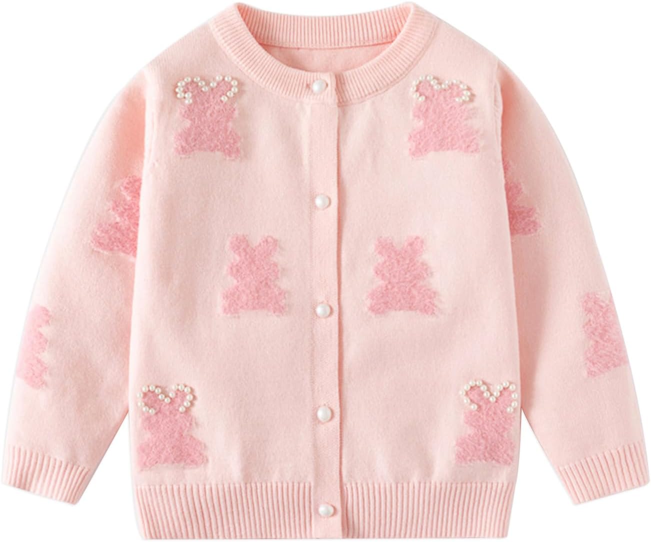 Girl's Cardigan Long Sleeve Winter Heart Colorful Rainbow Button Up Knit Sweater Coat for Kids Girl 2-7 Years