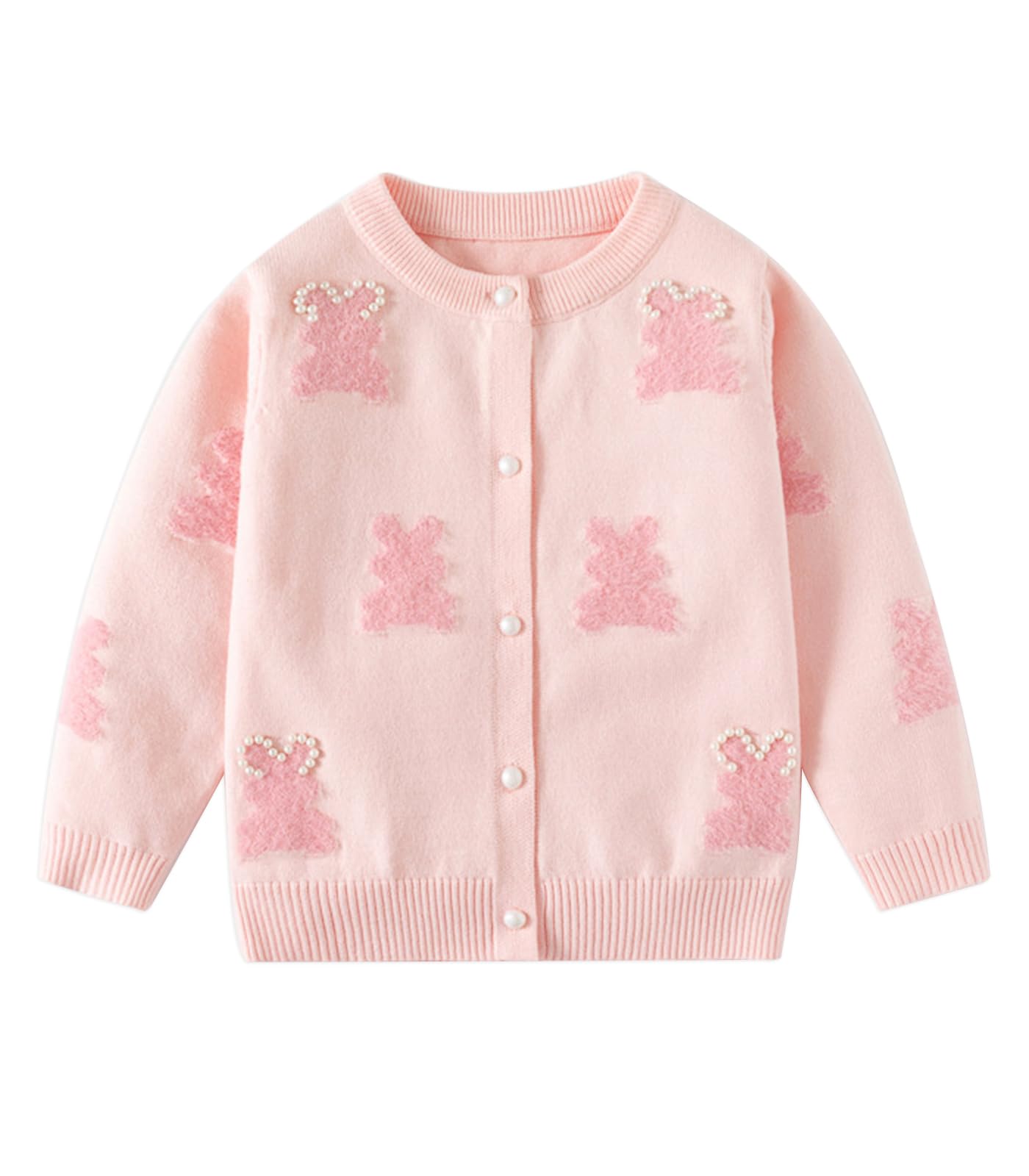 CM-Kid Girl Knit Cardigan Heart Colorful Flower Winter Button Up Sweater