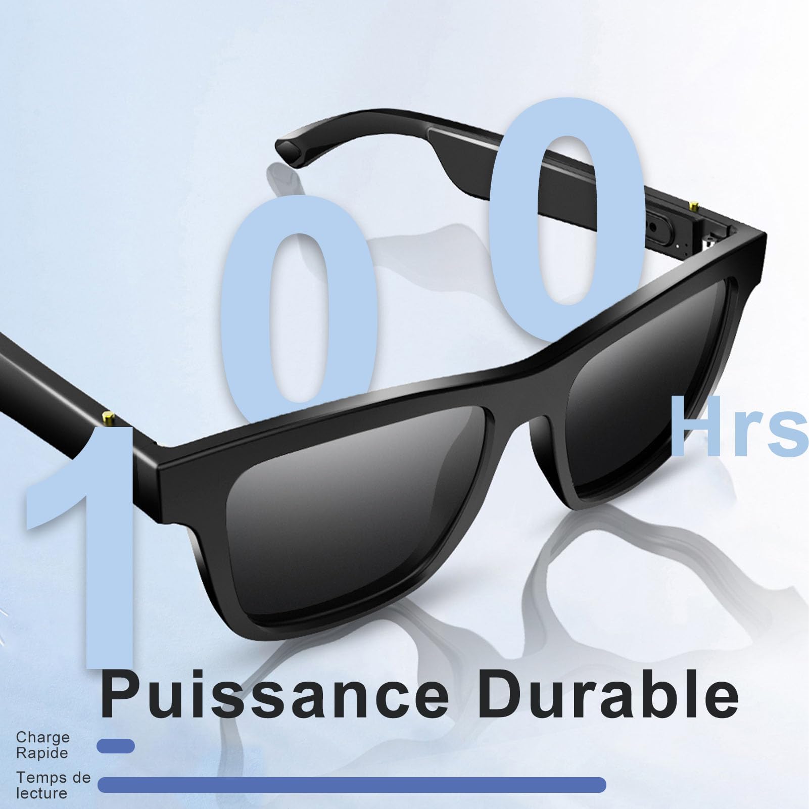 Lunettes Connectées tactil Contrôle Homme Femme Smart Glasses Lunettes Intelligentes Ecouteur sans Fil Smart Glasses pour Android iOS Musique Telephone Sport Velo Assistant Vocal Etanche