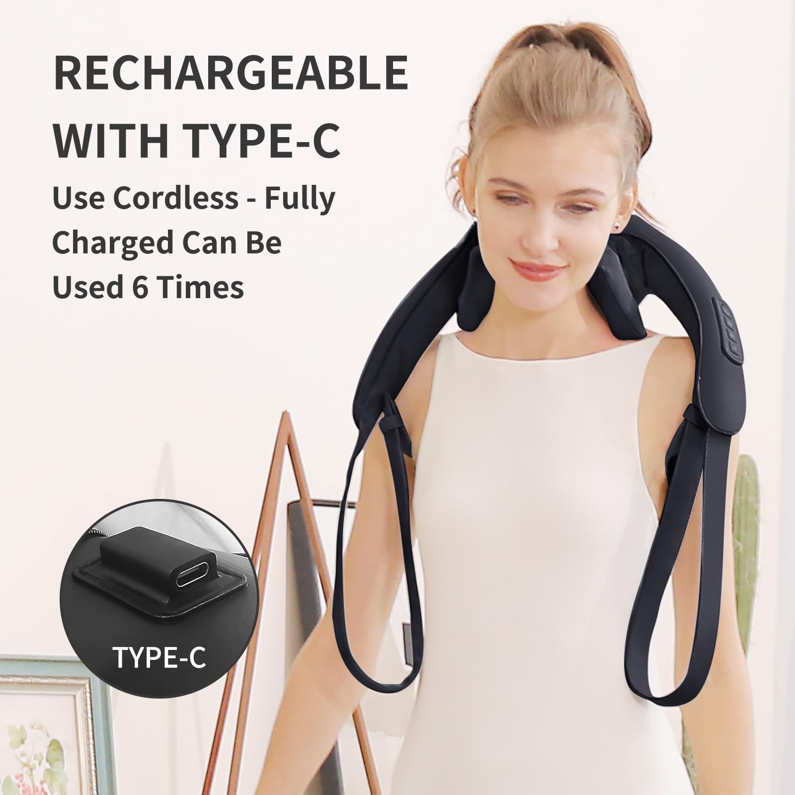 Cordless Neck Massager with Heat - Shiatsu Neck and Back Massager for Pain Relief Deep Tissue, Rechargeable 6D Kneading Leg Shoulder Massage Gifts for Women Men Mom Dad Birthday Mothers Fathers Day 2