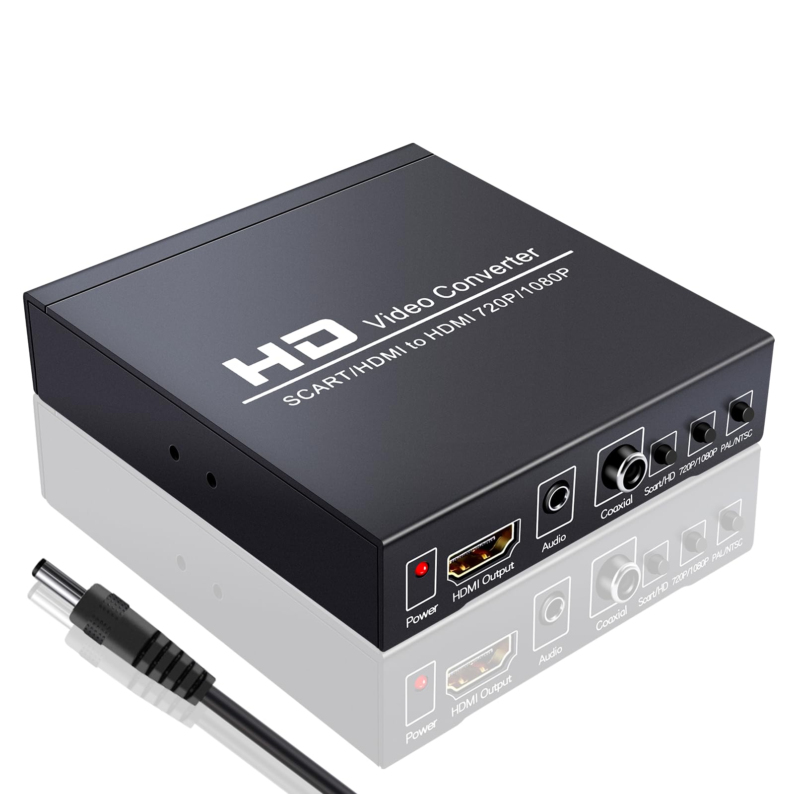 Scart do konwertera wideo HDMI 720P/1080P SCART na HDMI przełącznik adaptera z PAL/NTSC skaler wideo 3,5 mm koncentryczne wyjście audio do konsoli do gier DVD