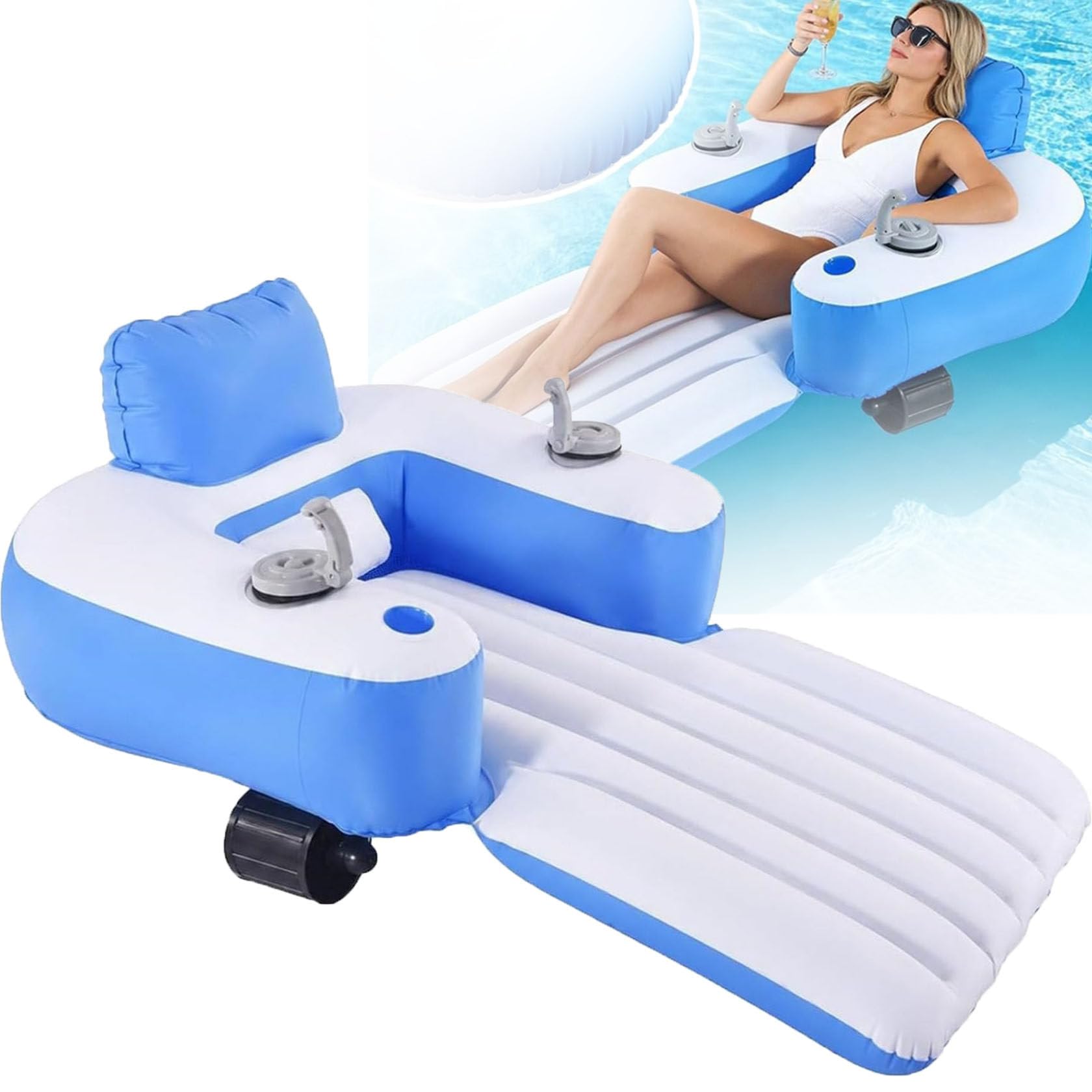 Motorized Pool Lounger With 360-Degree Rotatable Electric Propeller B