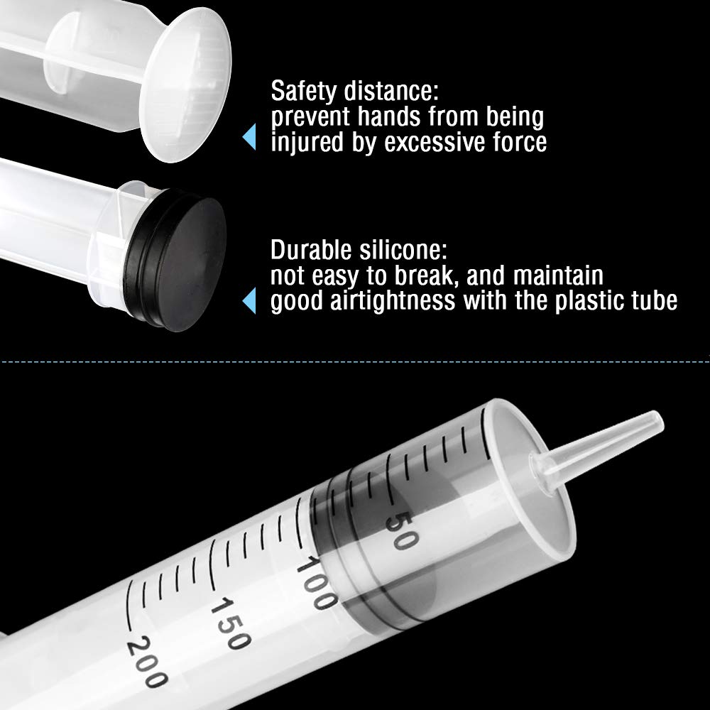 2Pcs Large Syringe Tubing Great Plastic Syringe Disposable Syringe with