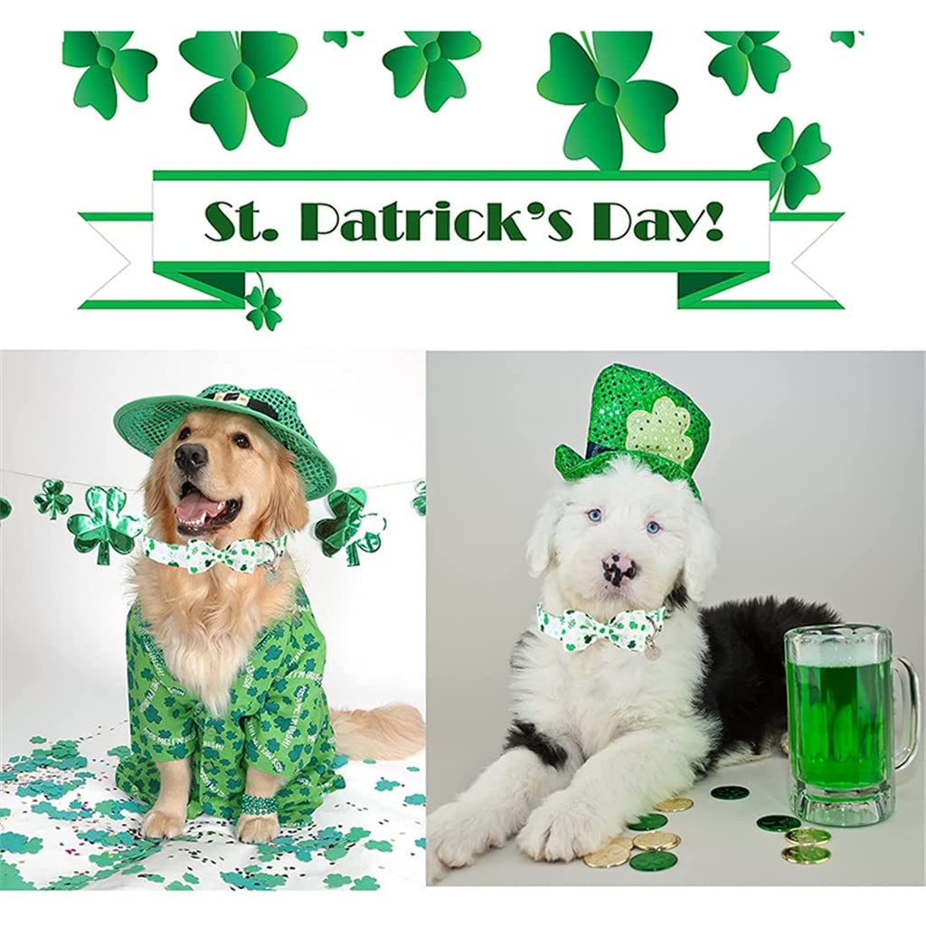 St. Patrick's Day Hundehalsband Mit Fliege – Grün, Verstellbar 32–51 Cm, Für Kleine Bis Große Hunde