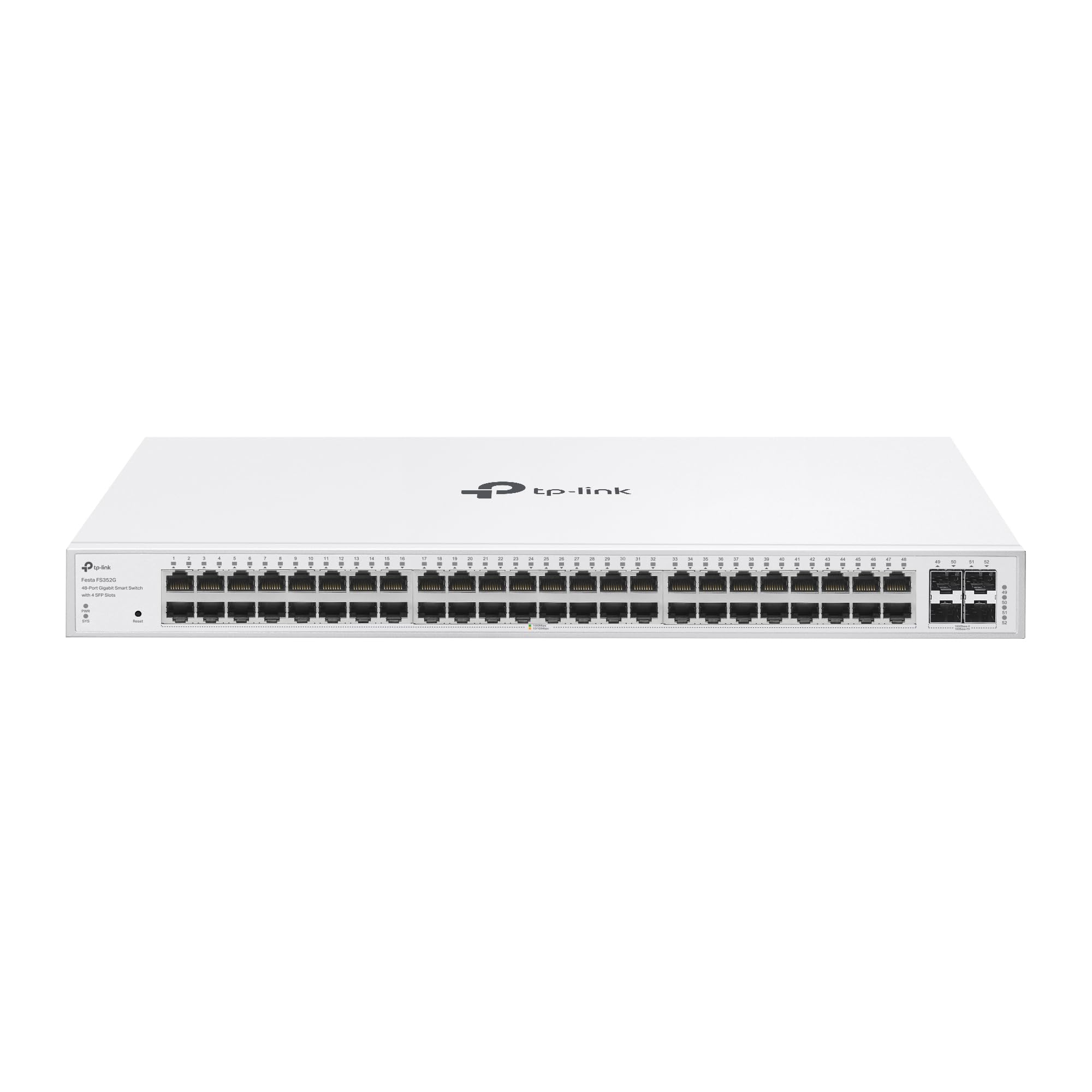 TP-Link Festa FS352G - Switch Ethernet Gigabit, 48 Puertos, 4xSFP | 48 Puertos Gigabit. Plug & Play, No Necesita Configuración. Diseño sin Ventilador, Silencioso. Carcasa Metálica.