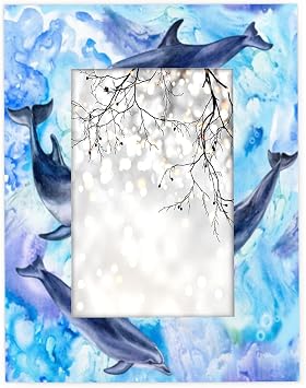 Sea Dolphins 8x10 Picture Frame, Dolphins Wall Gallery Photo Frames Fits 8 x10 or 6x8 Picture for Table Top Display and Wall Photo Frame