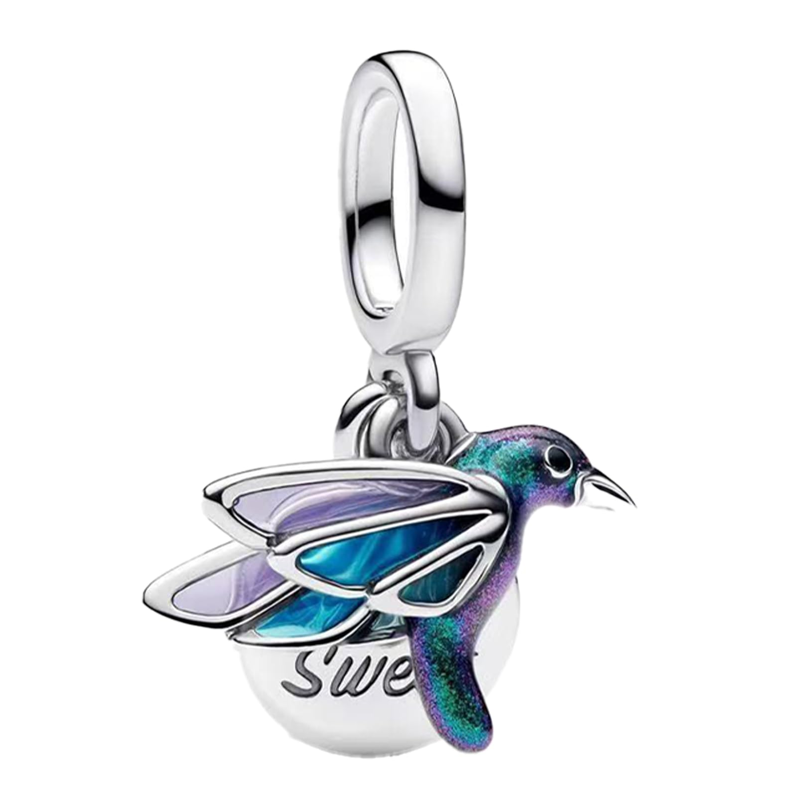 Oiseaux Volants Multicolores Charms pour Bracelets et Colliers, Argent Sterling Charme Saint Valentin Noël Anniversaire Bijoux Cadeaux pour Femme Fille Maman Épouse Amis