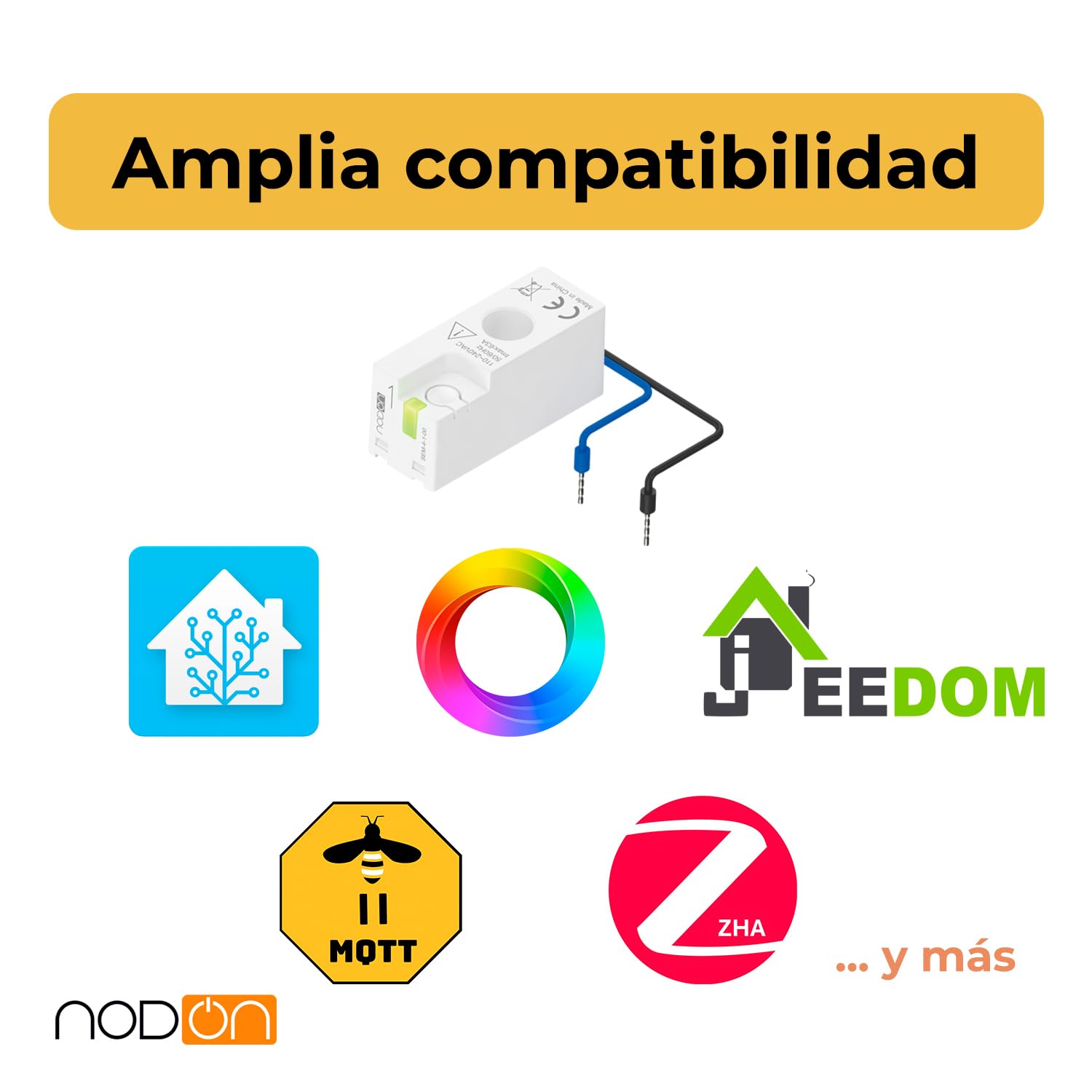 NodOn - Zigbee 3.0 Medidor de energía inteligente - Monitorización del consumo y la producción de electricidad - Compatible con sistemas domóticos como Home Assistant, Jeedom, Zigbee2MQTT y ZHA