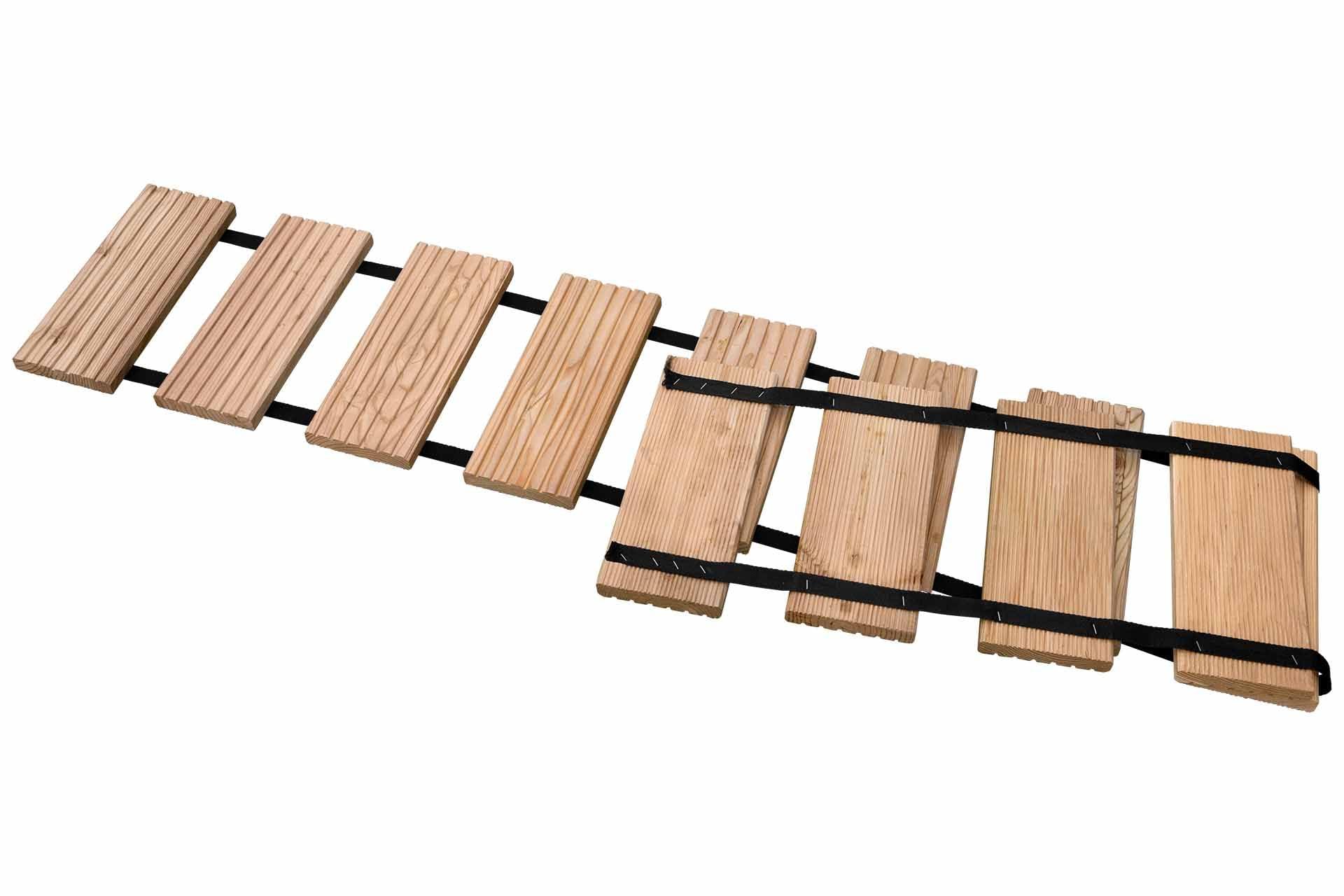 Rollweg aus Lärchenholz – Flexibler Holz-Gehweg für Garten, Teich & Terrasse - 2,5 m lang (35 cm) Gartenweg, Holzweg aus Lärche, zum Ausrollen - Witterungsbeständig für den Garten