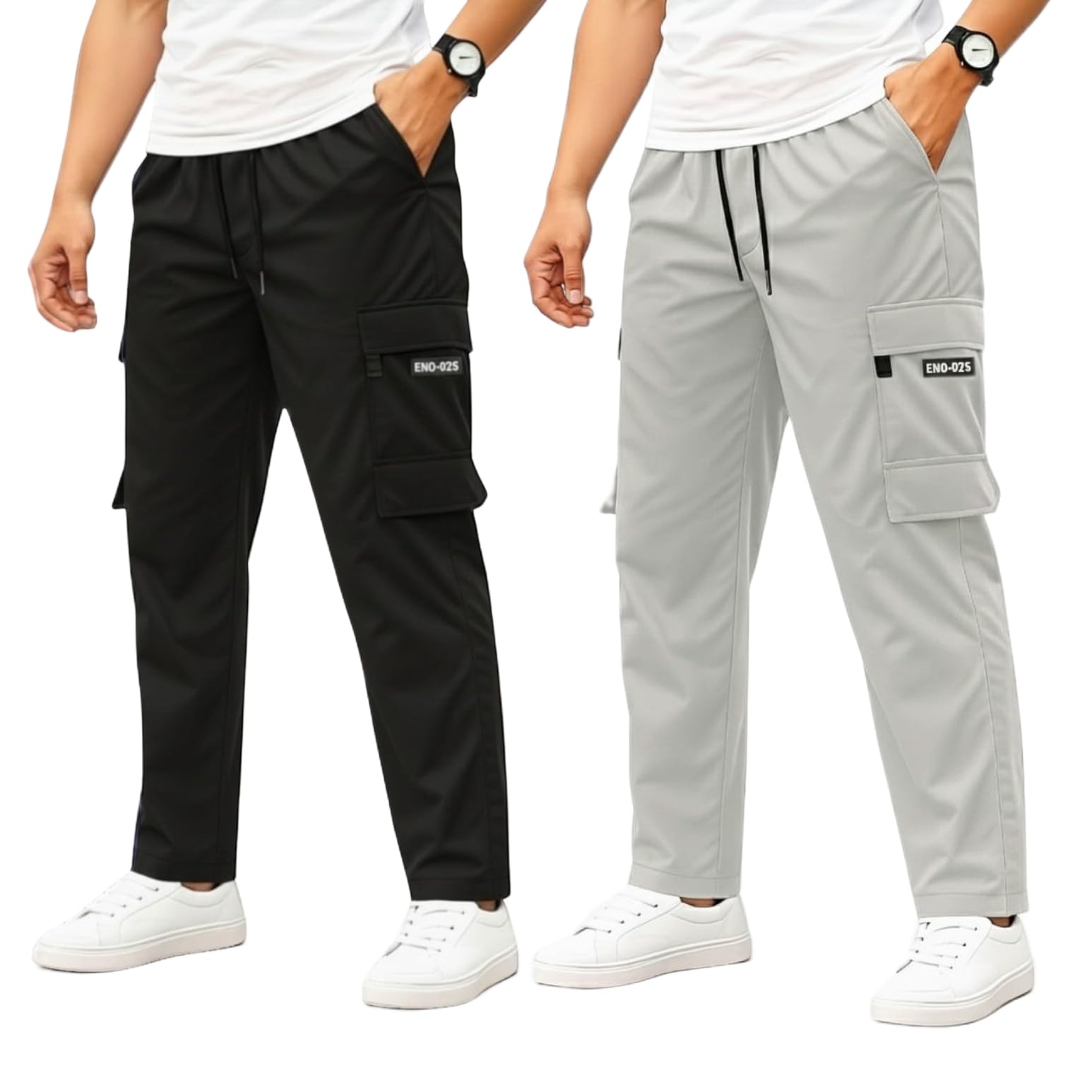 hardflex Men’s Stylish Cargo Trousers with Side Pockets Fit Casual Pants Solid Track Pants Comfortable Drawstring Waist Bottom Wear-picture-21