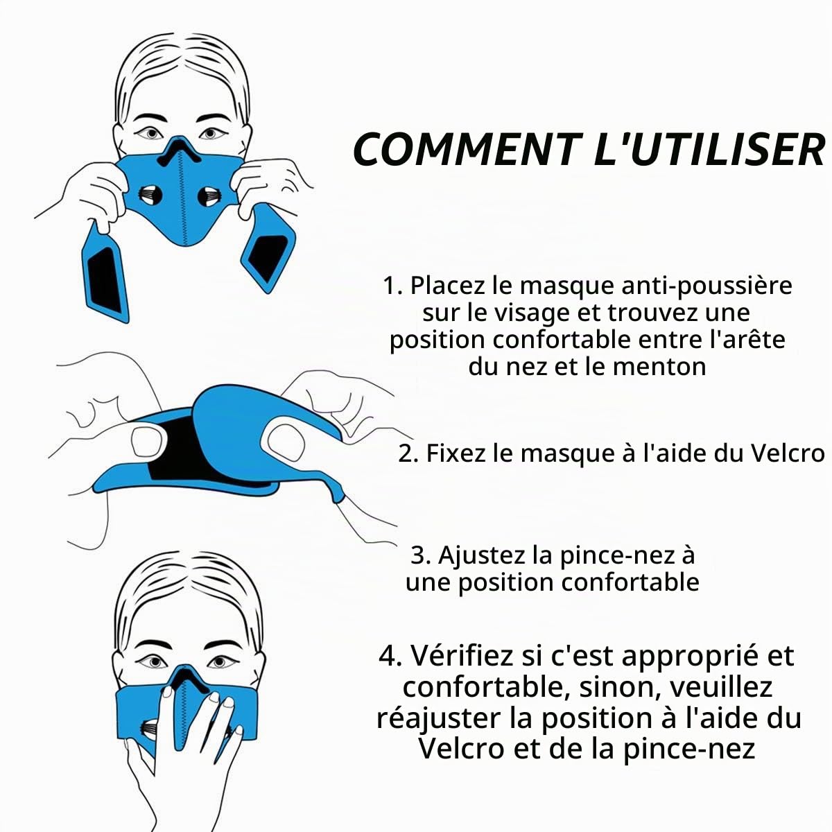 Masque anti-poussière, Masque respirant anti-pollution SUNWAN, Respirateur anti-poussière avec charbon actif