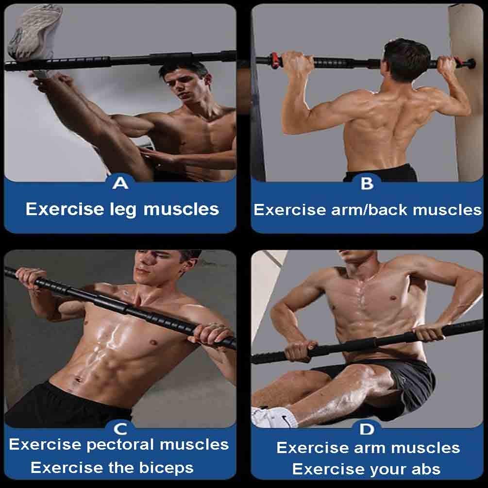 Drążek do podciągania, przenośny poziomy drążek fitness, antypoślizgowa konstrukcja, łatwa instalacja, regulowana długość 105-140 cm, nośność do 250 kg