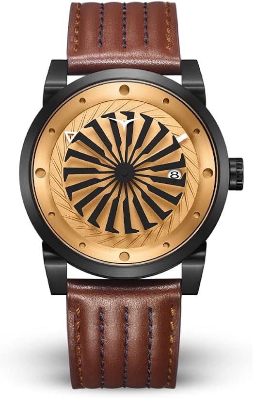 Zinvo Outlaw Turbina Automatico Acciaio Bronzo Nero Pelle Marrone Orologio  Uomo : Amazon.it: Moda
