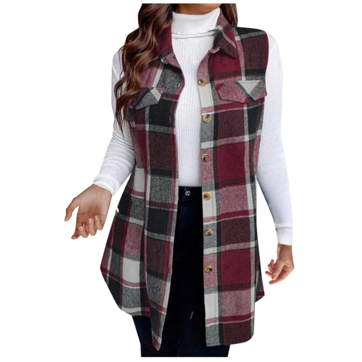 Womens Vests Outerwear Plaid Vest For Women Flannel Jacket 2025 Trendy Plus Size Sleeveless Coats Fall Clothes