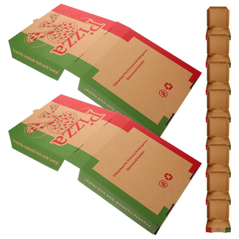 Zerodeko Lot de 10 petites boîtes à pizza jetables - Boîtes d'emballage cadeau à emporter - Boîtes de rangement pour pizza, gâteau, biscuits - 17 à 8 cm