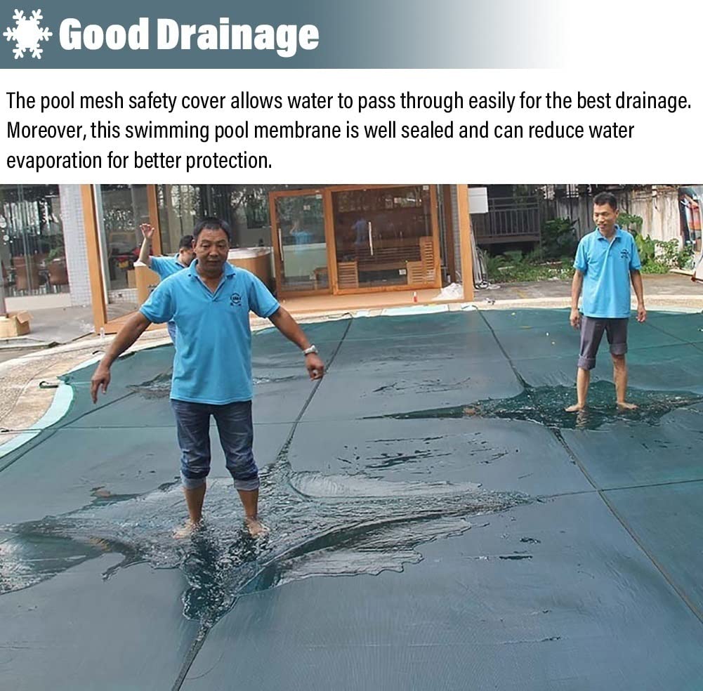 Bâche de sécurité pour piscine creusée de qualité commerciale, protection hivernale robuste pour terrasse en bois et sol en béton, comprend un kit de ressort d'ancrage en laiton