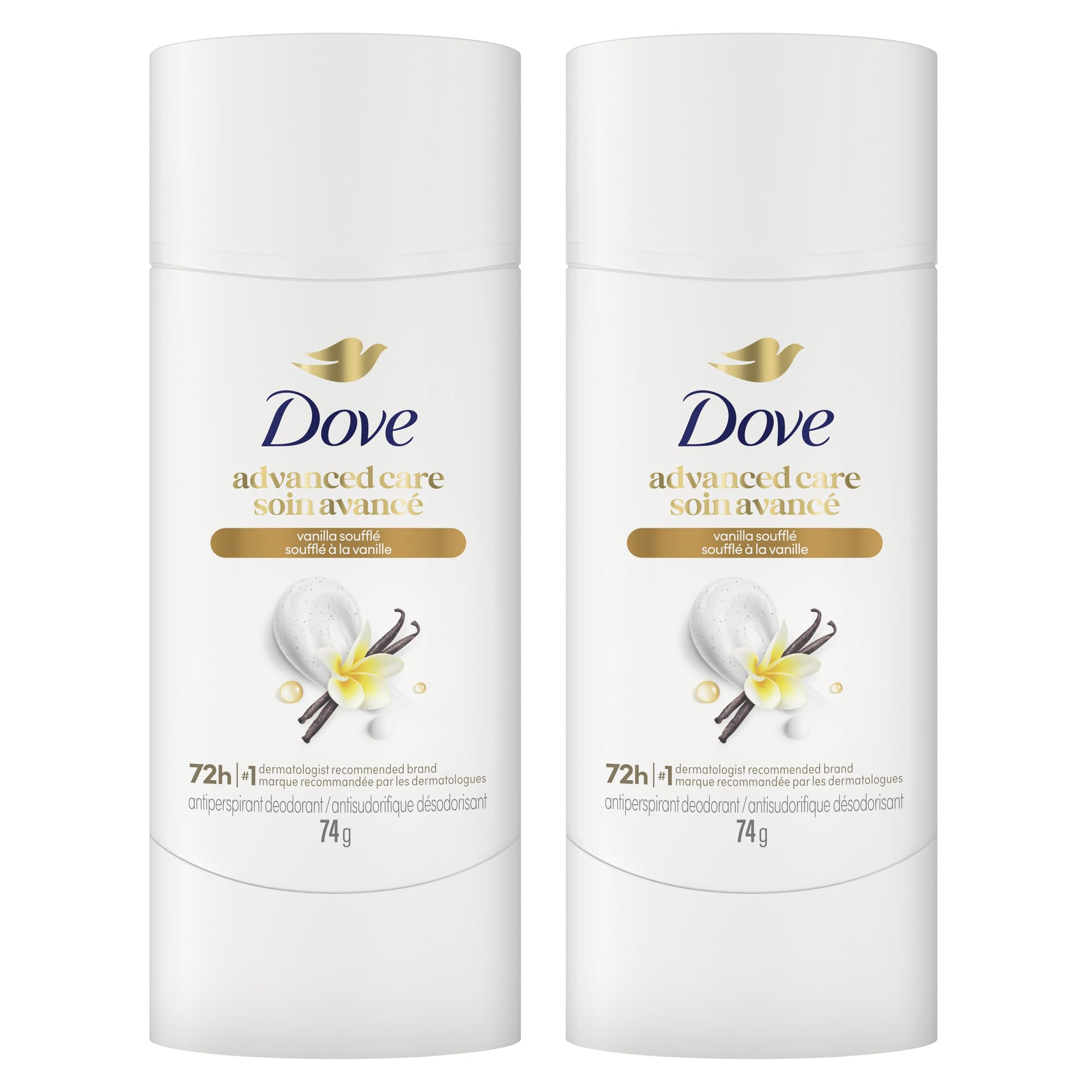 Dove Antiperspirant Deodorant Stick Vanilla Souffle, 72-hour Sweat and Odour Protection, 74g(Pack of 2) - 2