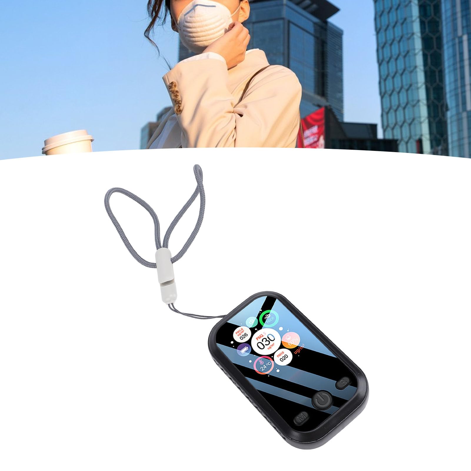 Misuratore di qualità dell'aria digitale portatile con display LCD per rilevamento accurato PM2,5 PM10, per casa e viaggi, 125 g (nero)