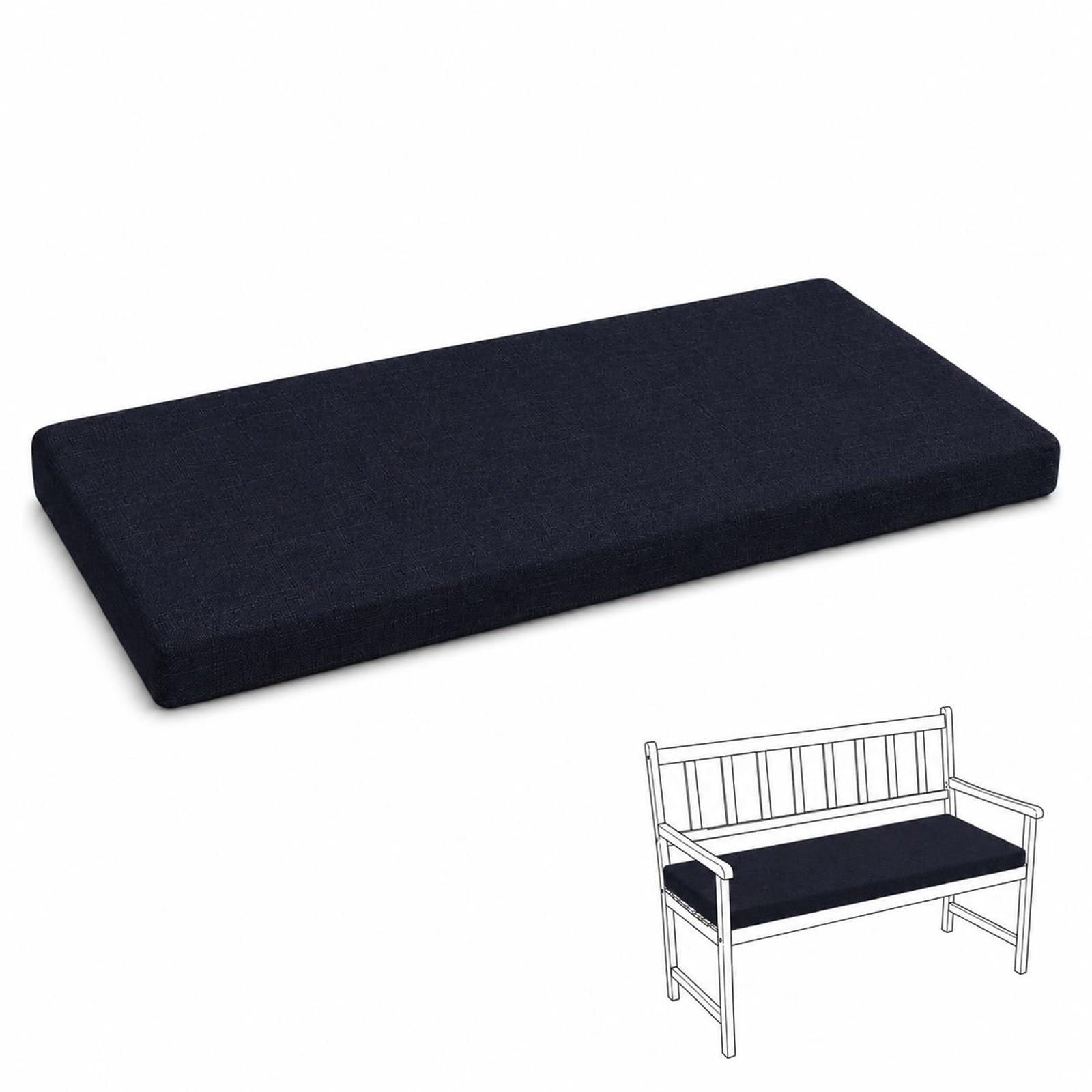 PTKG Long Cushion Linen Fabric Washable 2 Seater Bench Cushion