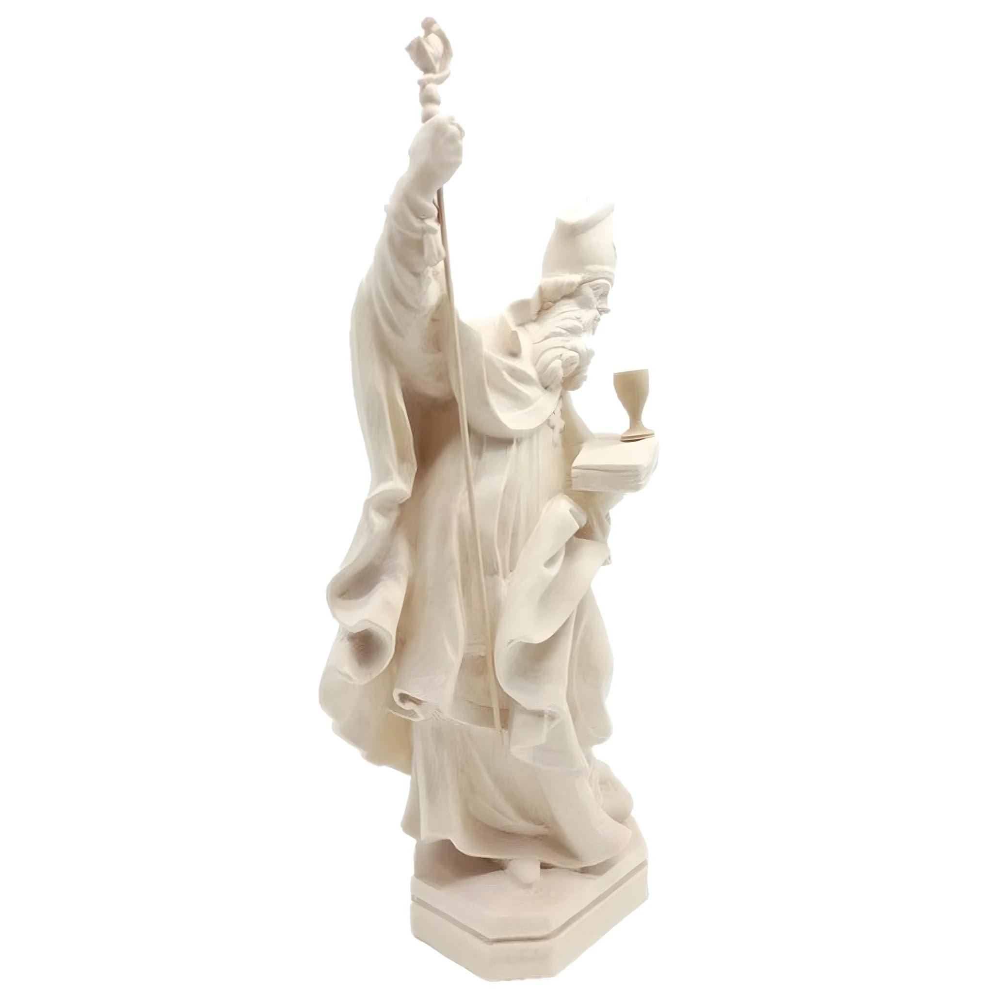 Dolfi | S. Riccardo z książką i kieliszkiem drewnianym 40 cm | Ręcznie barwione drewno w Val Gardena | Figurka szopki