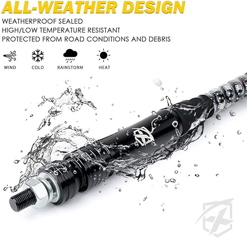 Miniatura 8 de Xprite Luz de látigo LED RGBW de 4 pies, control remoto y aplicación, patrón de persecución DIY con luces de freno de giro de frenado y marcha