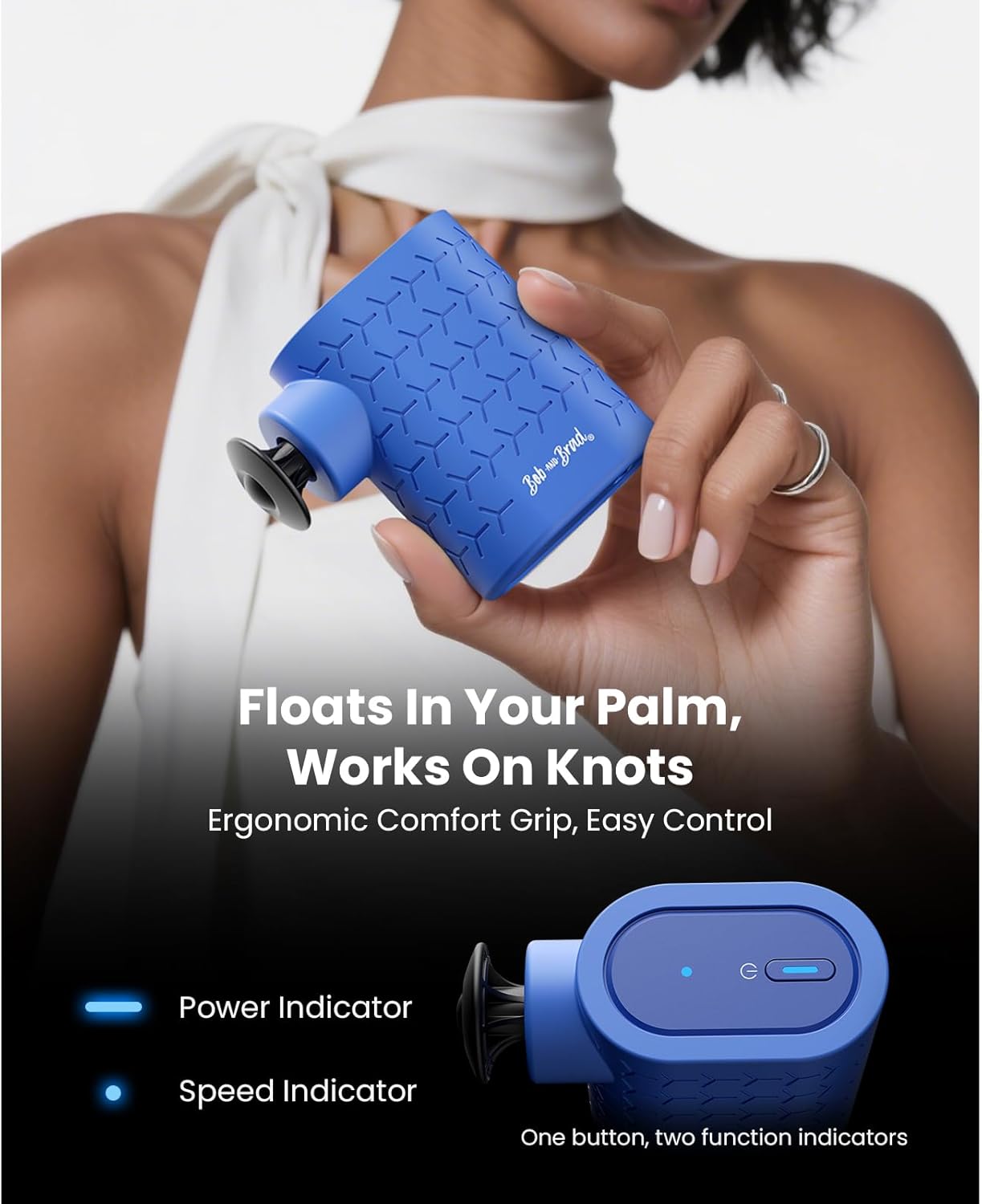 BOB AND BRAD P5 Mini Massage Gun – Travel Size Deep Tissue Percussion Massager for Pain Relief & Recovery, FSA-HSA Eligible, Quiet Handheld Massager with 3 Heads, Gift for Women & Men - Image 4