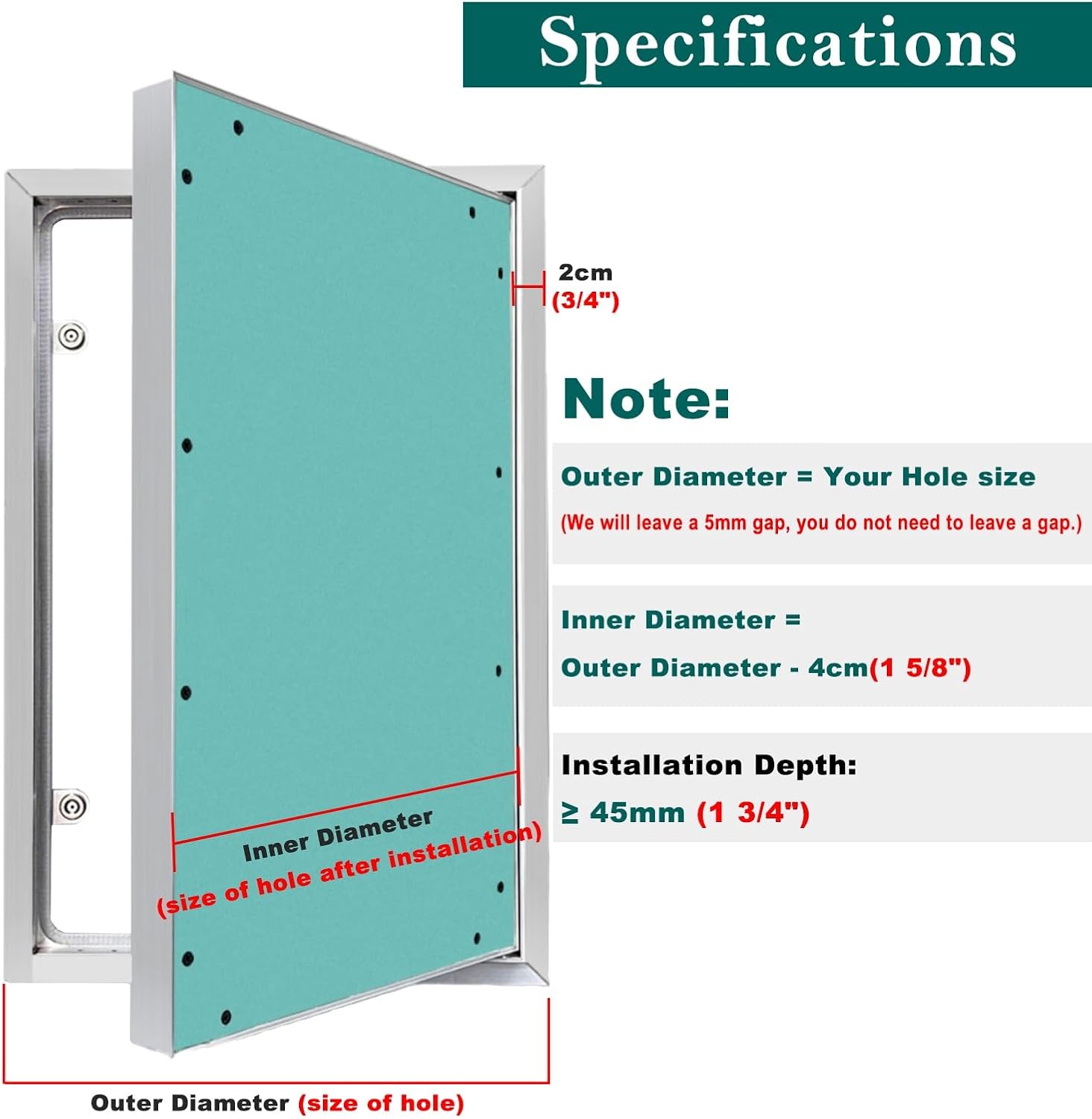 Gypsum Board Access Door Push to Open, Paintable Sheet Rock Access Panel with Aluminum Frame, Hide Plumbing Wall Hole Cover Push-Lock Door