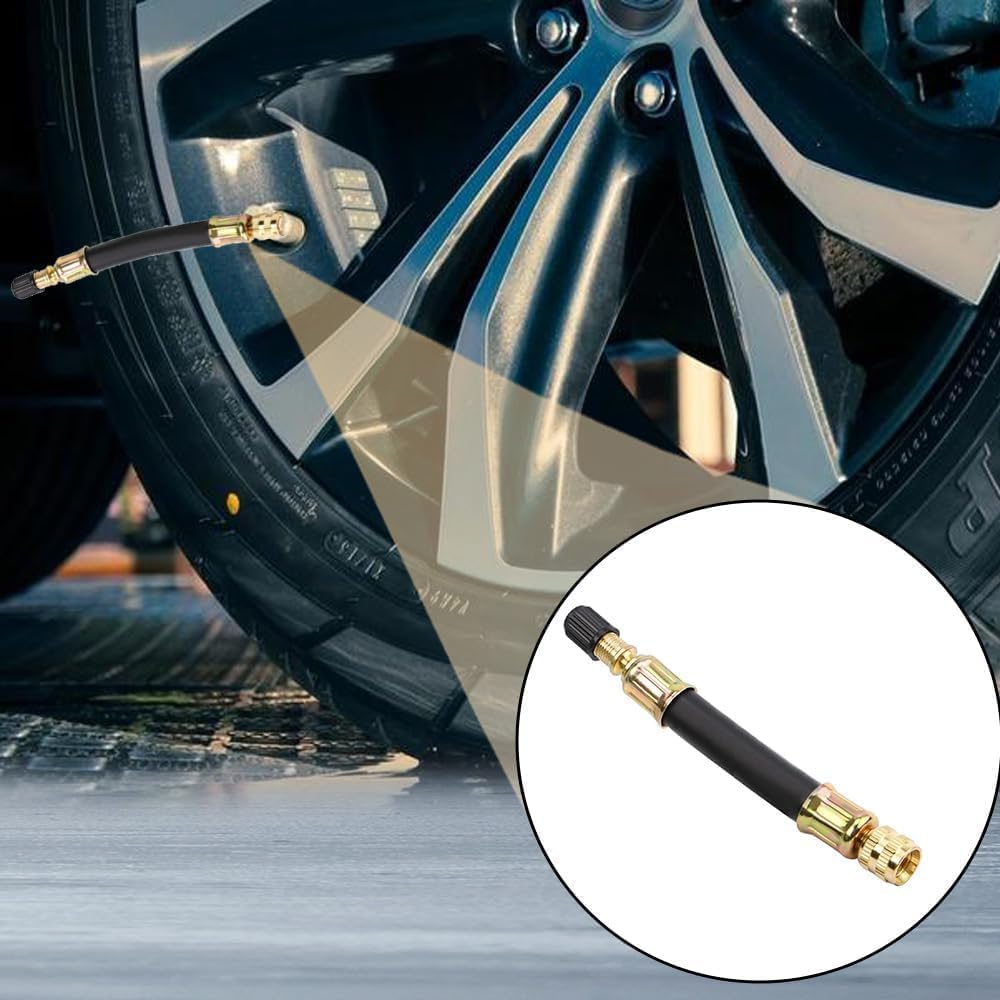 Estensore per valvola Pneumatico Universale Flessibile, Estensione della valvola del Pneumatico da 100 mm con Tappo di Tenuta, Adattatore per valvola Auto, Moto, Bicicletta, Camion, Camper